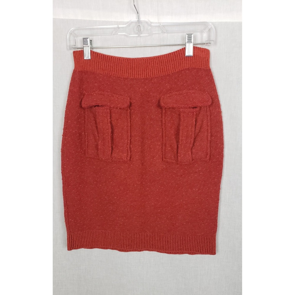 Moth Anthropologie Burnt Orange Wool Blend Cargo Sweater S Mini Skirt Fall